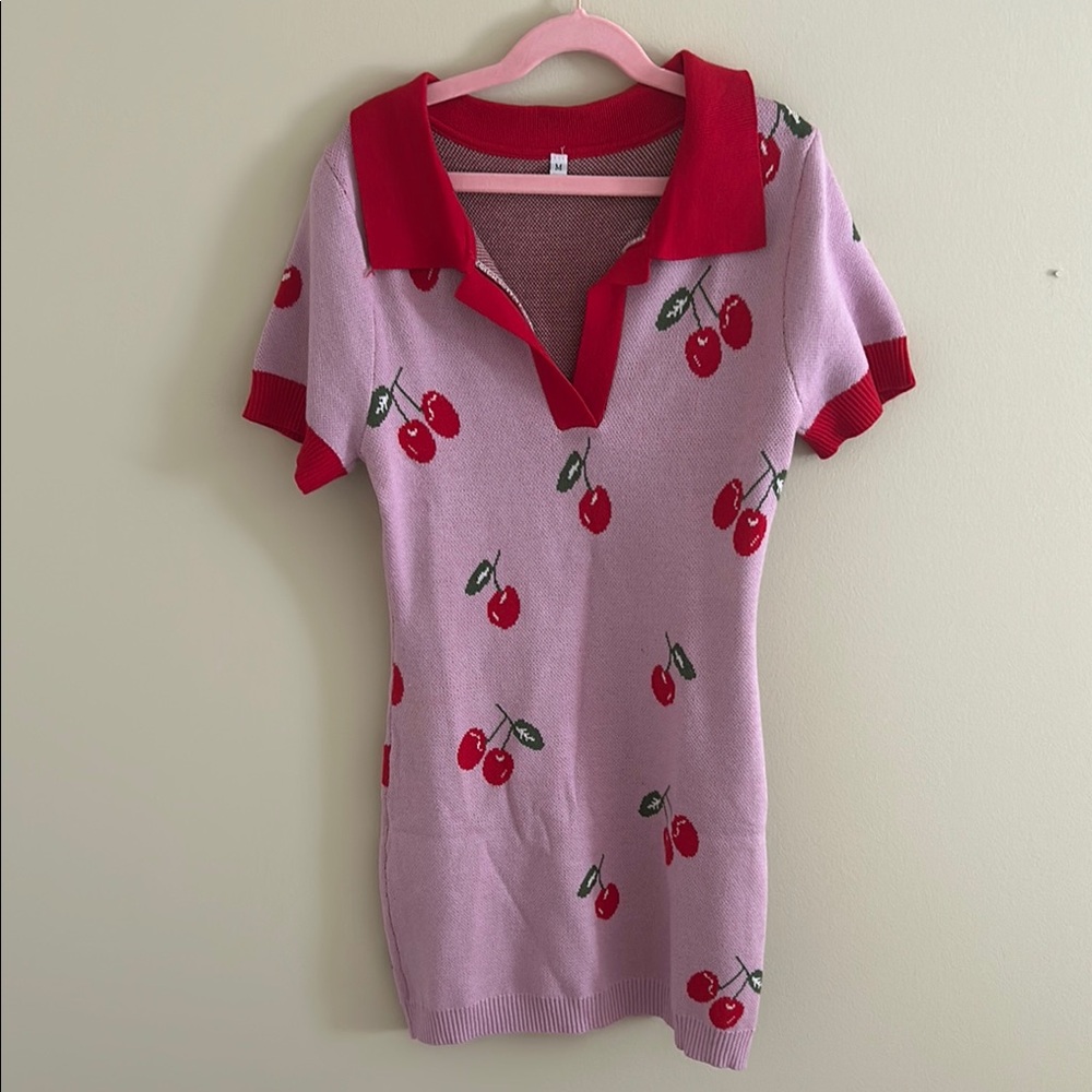 Cherry Print Polo Dress